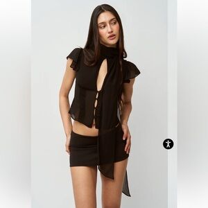 Danielle Guizio Black Eda top